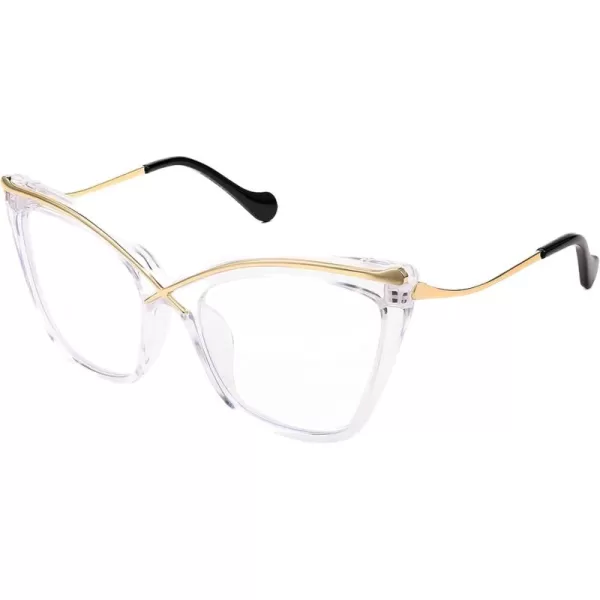 FEISEDY Women Oversized Square Blue Light Blocking Glasses Anti Eyestrain Cat Eye Fashion Eyewear B2956Transparent