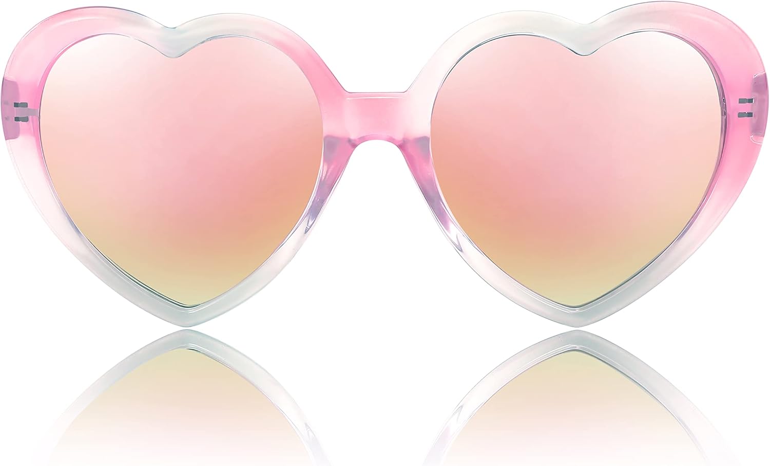 FEISEDY Polarized Heart Shaped Sunglasses Oversized Vintage Fashion Love Eyeglasses for Women UV400 B2337Pinkgreen Frame  Mirror Pink Lens