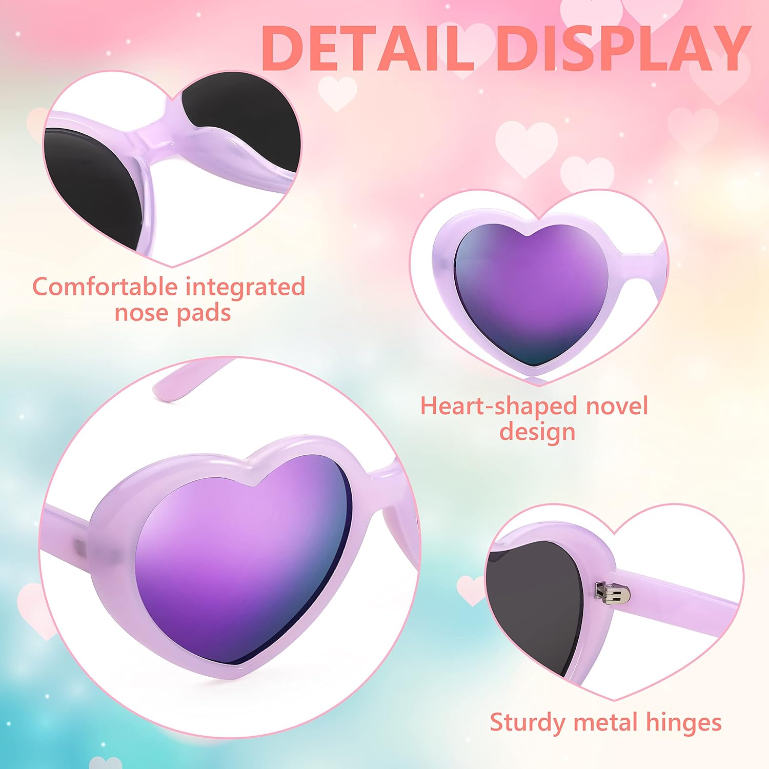 FEISEDY Polarized Heart Shaped Sunglasses Oversized Vintage Fashion Love Eyeglasses for Women UV400 B2337Purple Frame  Mirror Purple Lens