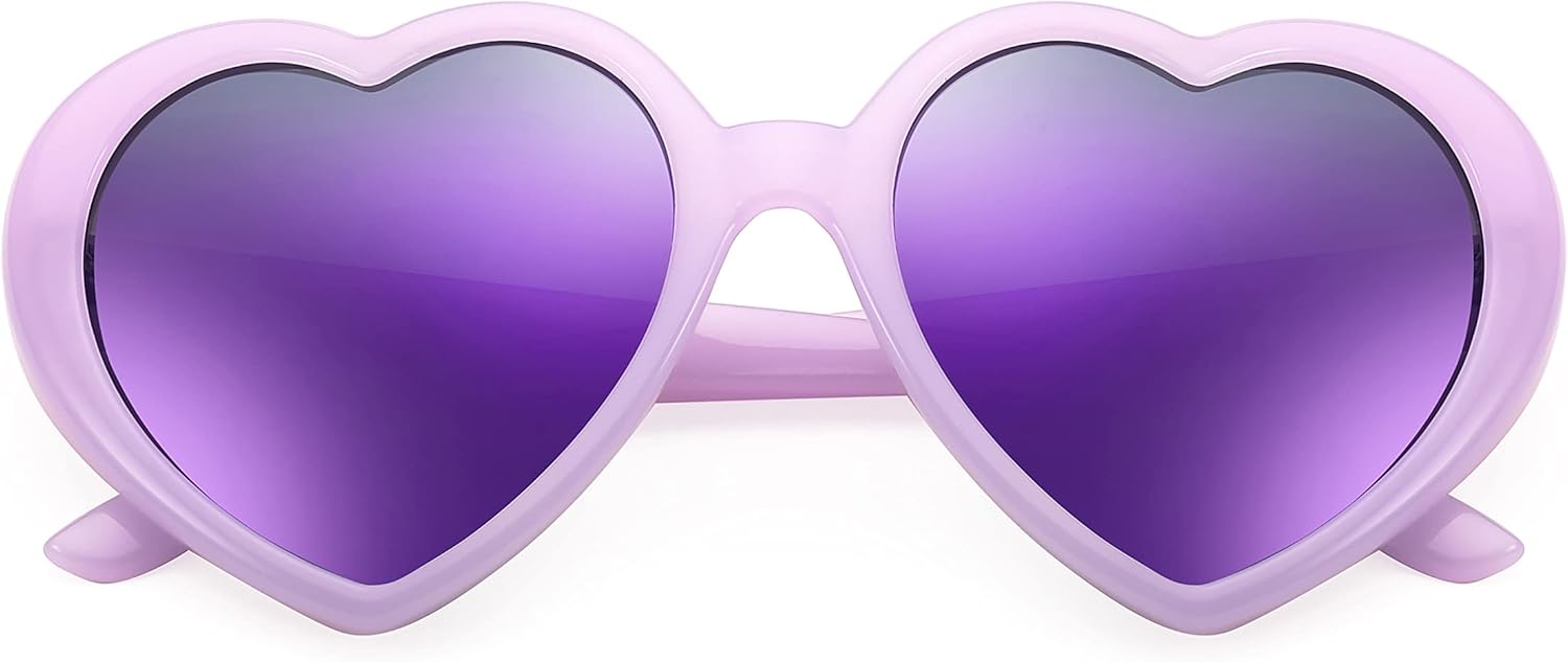 FEISEDY Polarized Heart Shaped Sunglasses Oversized Vintage Fashion Love Eyeglasses for Women UV400 B2337Purple Frame  Mirror Purple Lens