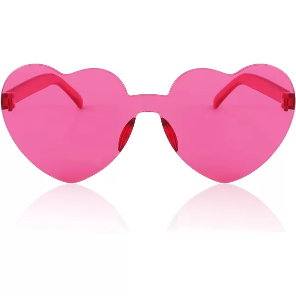 FEISEDY 2 Pack Rimless Heart Shaped Sunglasses Party Glasses Disco One Piece Transparent Trendy Love Glasses B2826F2Blue  Rose Red