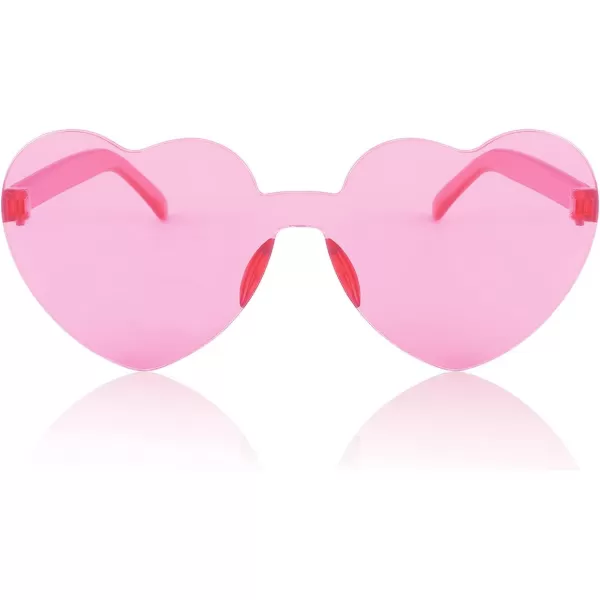FEISEDY 2 Pack Rimless Heart Shaped Sunglasses Party Glasses Disco One Piece Transparent Trendy Love Glasses B2826F2Green  Pink