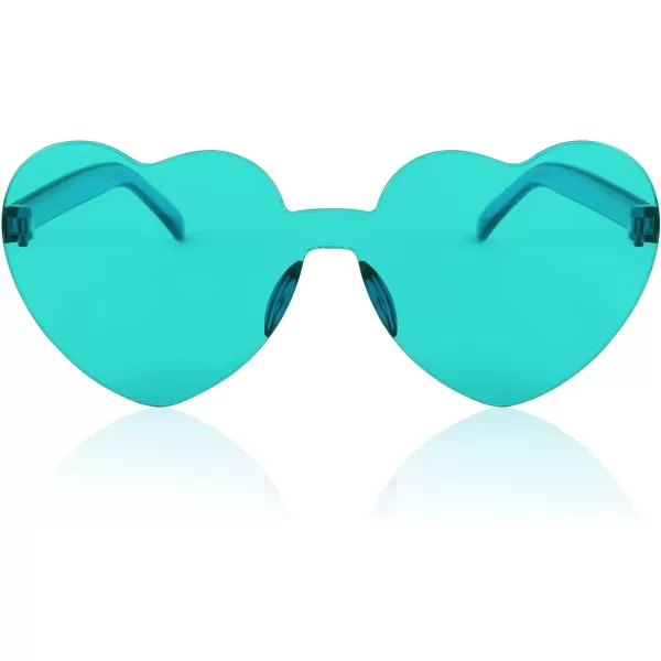 FEISEDY 2 Pack Rimless Heart Shaped Sunglasses Party Glasses Disco One Piece Transparent Trendy Love Glasses B2826F2Red  Green