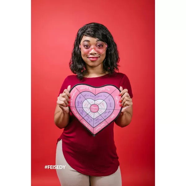 FEISEDY 2 Pack Rimless Heart Shaped Sunglasses Party Glasses Disco One Piece Transparent Trendy Love Glasses B2826F2Red  Pink