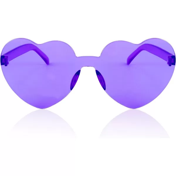 FEISEDY 2 Pack Rimless Heart Shaped Sunglasses Party Glasses Disco One Piece Transparent Trendy Love Glasses B2826F2Red  Purple