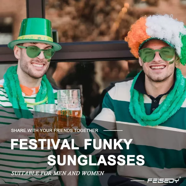 FEISEDY 2 Pack Rimless Round Shaped Sunglasses Women One Piece Transparent Candy Color Cute Glasses B2230Green  Green