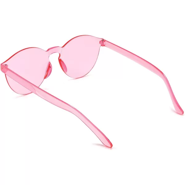 FEISEDY 2 Pack Rimless Round Shaped Sunglasses Women One Piece Transparent Candy Color Cute Glasses B2230Pink  Pink