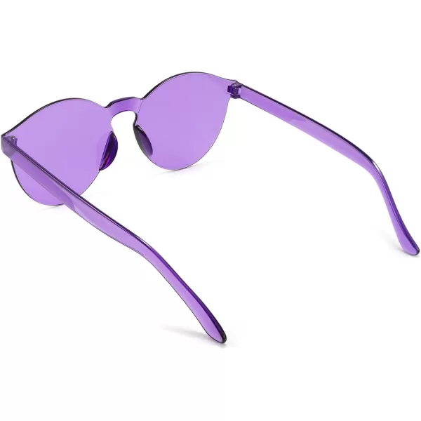 FEISEDY 2 Pack Rimless Round Shaped Sunglasses Women One Piece Transparent Candy Color Cute Glasses B2230Red  Purple