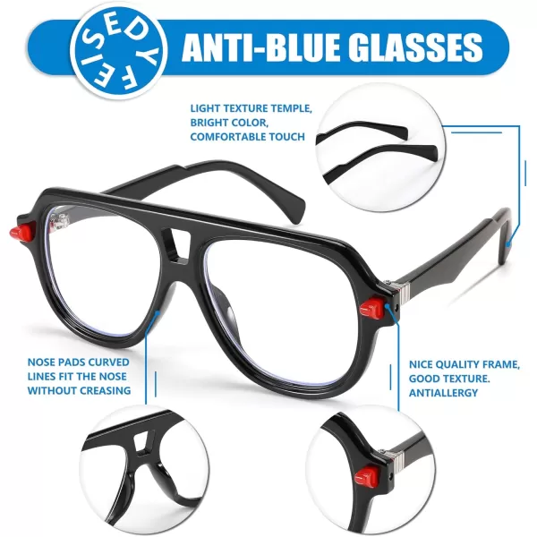 FEISEDY Aviator Frame Glasses for Women Men Blue Light Blocking Glasses Anti Glare Computer Eyeglasses B0039Black