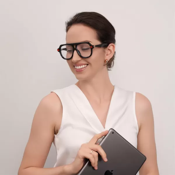 FEISEDY Aviator Frame Glasses for Women Men Blue Light Blocking Glasses Anti Glare Computer Eyeglasses B0039Black