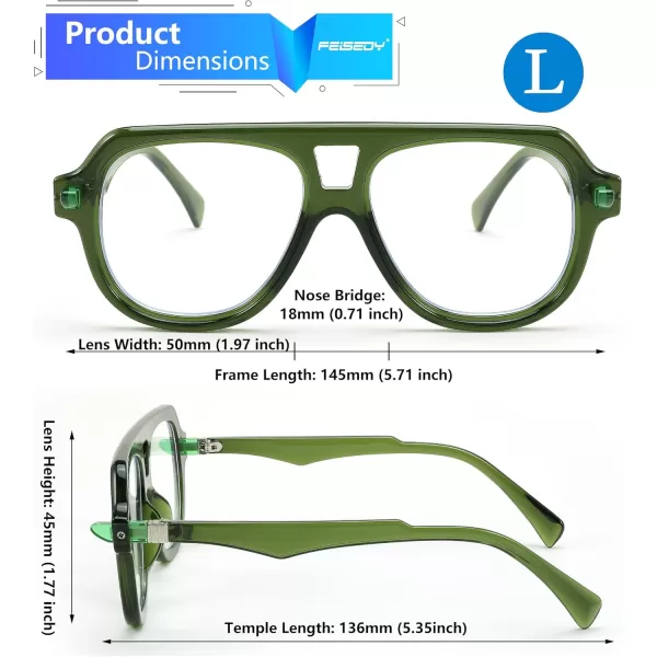 FEISEDY Aviator Frame Glasses for Women Men Blue Light Blocking Glasses Anti Glare Computer Eyeglasses B0039Green