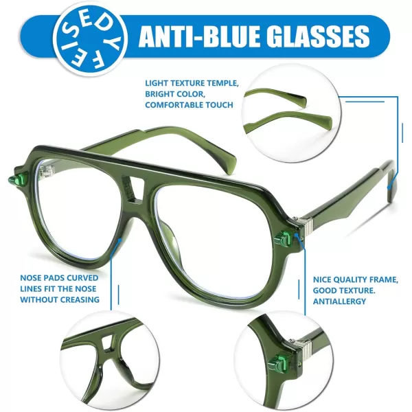 FEISEDY Aviator Frame Glasses for Women Men Blue Light Blocking Glasses Anti Glare Computer Eyeglasses B0039Green