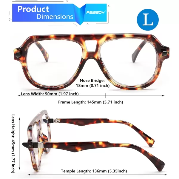 FEISEDY Aviator Frame Glasses for Women Men Blue Light Blocking Glasses Anti Glare Computer Eyeglasses B0039Leopard