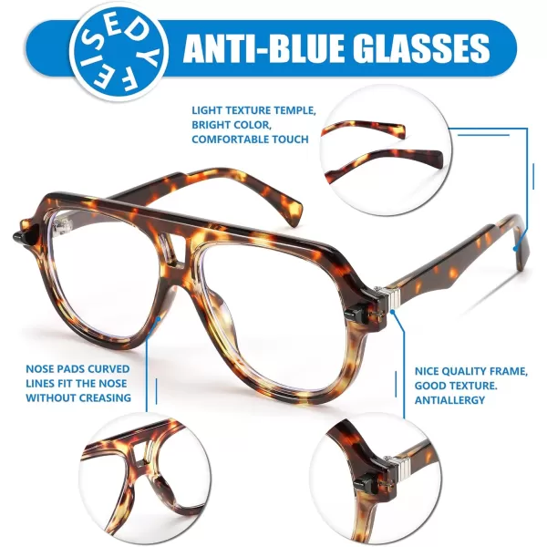 FEISEDY Aviator Frame Glasses for Women Men Blue Light Blocking Glasses Anti Glare Computer Eyeglasses B0039Leopard