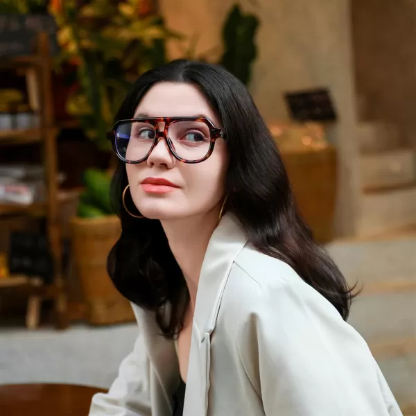 FEISEDY Aviator Frame Glasses for Women Men Blue Light Blocking Glasses Anti Glare Computer Eyeglasses B0039Leopard