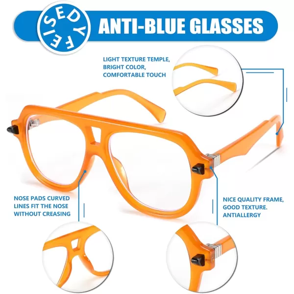 FEISEDY Aviator Frame Glasses for Women Men Blue Light Blocking Glasses Anti Glare Computer Eyeglasses B0039Orange
