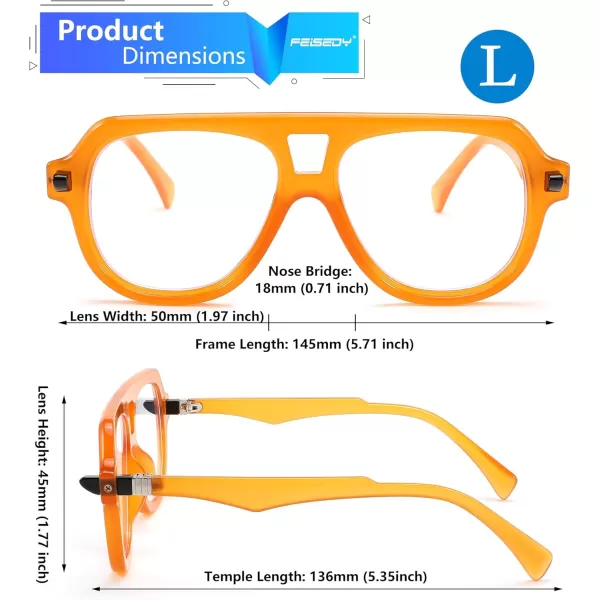 FEISEDY Aviator Frame Glasses for Women Men Blue Light Blocking Glasses Anti Glare Computer Eyeglasses B0039Orange