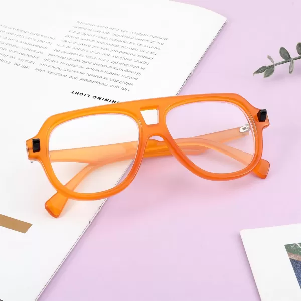 FEISEDY Aviator Frame Glasses for Women Men Blue Light Blocking Glasses Anti Glare Computer Eyeglasses B0039Orange