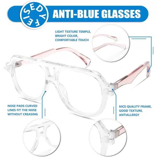FEISEDY Aviator Frame Glasses for Women Men Blue Light Blocking Glasses Anti Glare Computer Eyeglasses B0039Transparent