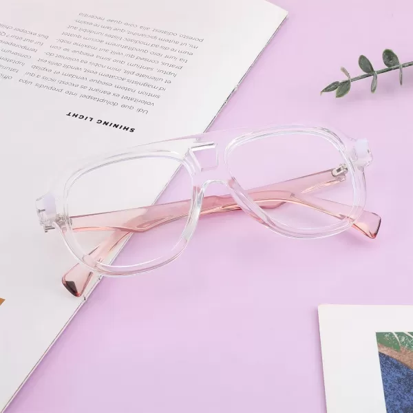 FEISEDY Aviator Frame Glasses for Women Men Blue Light Blocking Glasses Anti Glare Computer Eyeglasses B0039Transparent