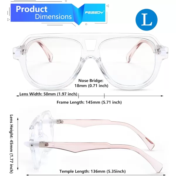 FEISEDY Aviator Frame Glasses for Women Men Blue Light Blocking Glasses Anti Glare Computer Eyeglasses B0039Transparent