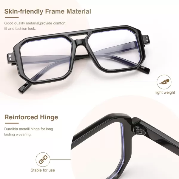 FEISEDY Blue Light Blocking Glasses Aviator Frame Computer ReadingGamingTVPhones Glasses for Women Men B0165Black Frame
