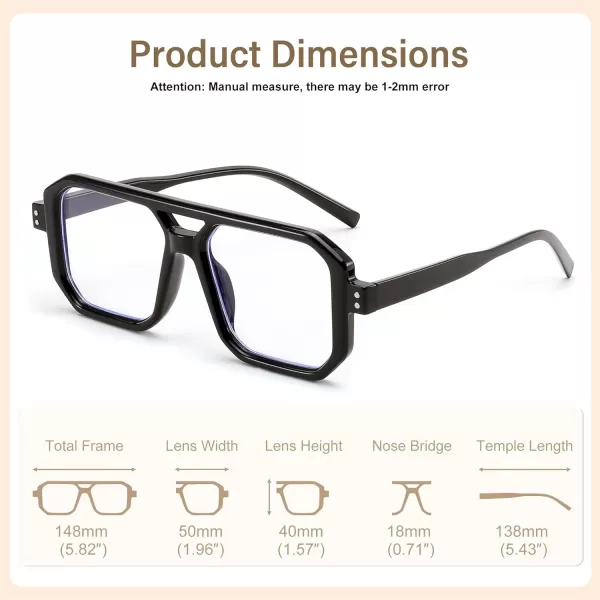 FEISEDY Blue Light Blocking Glasses Aviator Frame Computer ReadingGamingTVPhones Glasses for Women Men B0165Black Frame