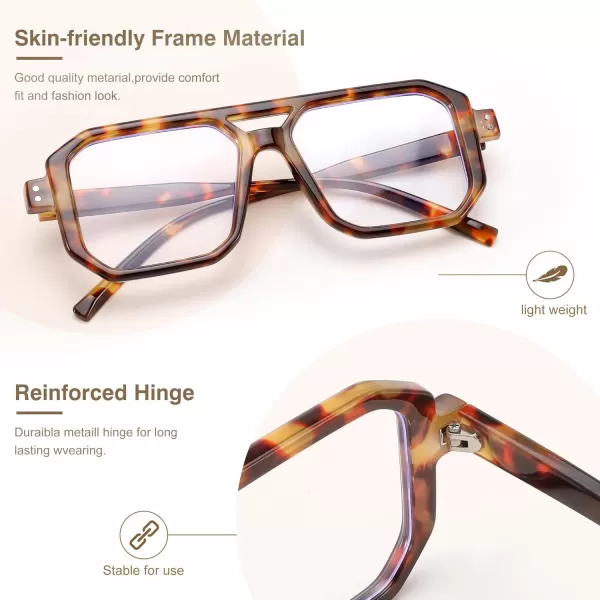 FEISEDY Blue Light Blocking Glasses Aviator Frame Computer ReadingGamingTVPhones Glasses for Women Men B0165Leopard Frame