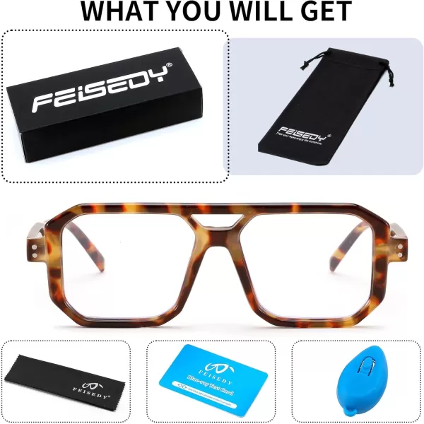 FEISEDY Blue Light Blocking Glasses Aviator Frame Computer ReadingGamingTVPhones Glasses for Women Men B0165Leopard Frame