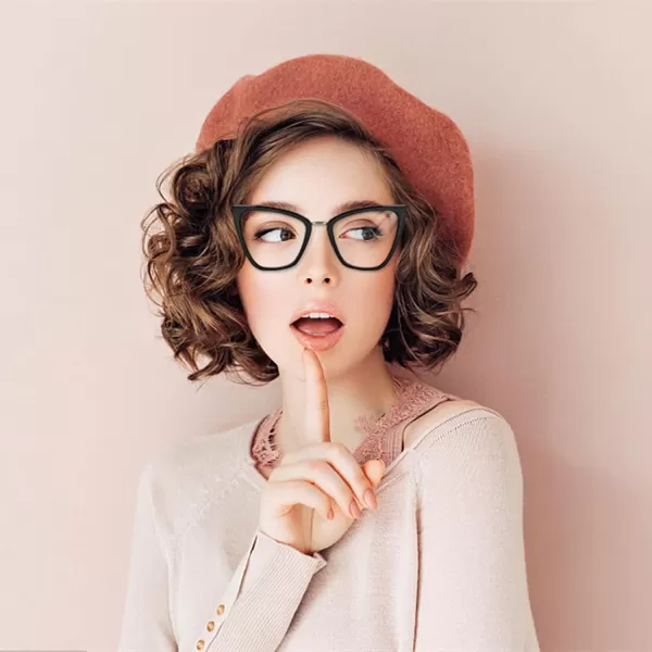 FEISEDY Blue Light Blocking Glasses Computer Glasses Women Men Fashion Cateye Glasses B2914001 Black Frame