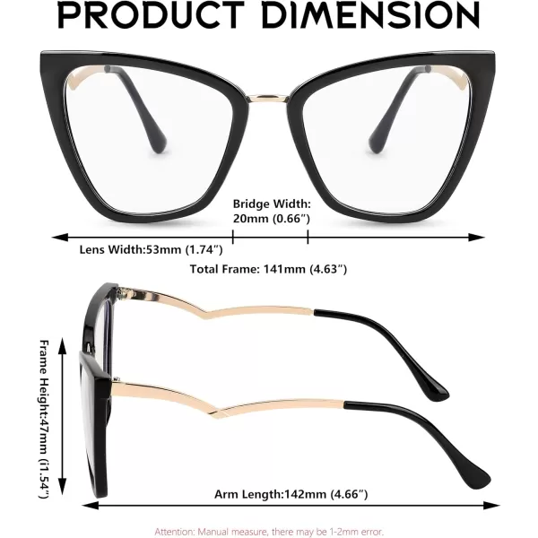 FEISEDY Blue Light Blocking Glasses Computer Glasses Women Men Fashion Cateye Glasses B2914001 Black Frame
