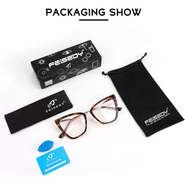 FEISEDY Blue Light Blocking Glasses Computer Glasses Women Men Fashion Cateye Glasses B2914002 Leopard Frame