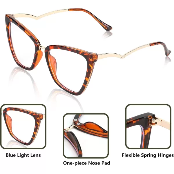 FEISEDY Blue Light Blocking Glasses Computer Glasses Women Men Fashion Cateye Glasses B2914002 Leopard Frame