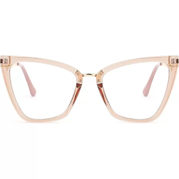 FEISEDY Blue Light Blocking Glasses Computer Glasses Women Men Fashion Cateye Glasses B2914003 Champagne Frame