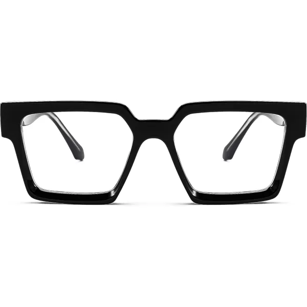 FEISEDY Blue Light Blocking Glasses for Women Men TR Retro Square Anti Eyestrain Glasses Rectangle Chic Look Frame B0037001  Black