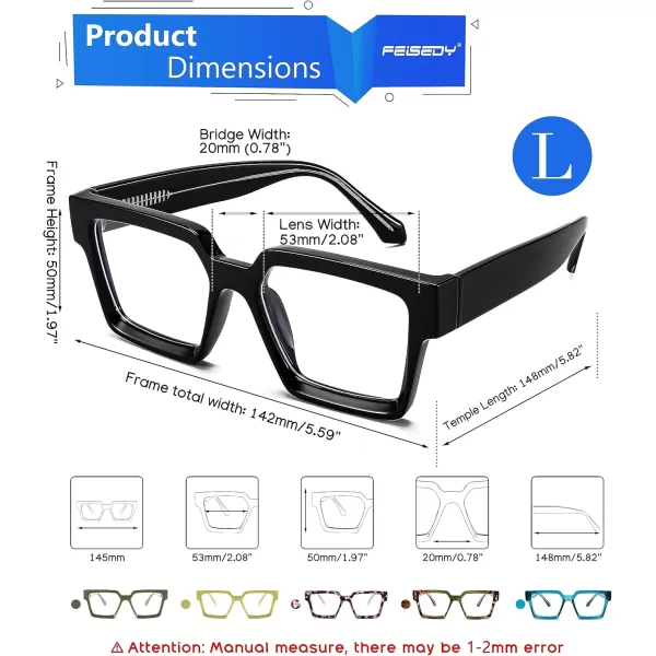 FEISEDY Blue Light Blocking Glasses for Women Men TR Retro Square Anti Eyestrain Glasses Rectangle Chic Look Frame B0037001  Black