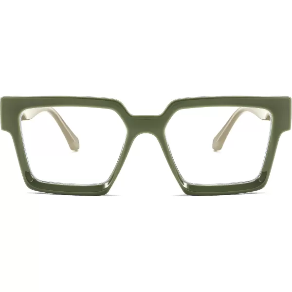FEISEDY Blue Light Blocking Glasses for Women Men TR Retro Square Anti Eyestrain Glasses Rectangle Chic Look Frame B0037002  Green
