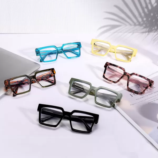 FEISEDY Blue Light Blocking Glasses for Women Men TR Retro Square Anti Eyestrain Glasses Rectangle Chic Look Frame B0037004  Pink Leopard