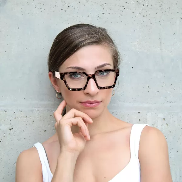 FEISEDY Blue Light Blocking Glasses for Women Men TR Retro Square Anti Eyestrain Glasses Rectangle Chic Look Frame B0037004  Pink Leopard