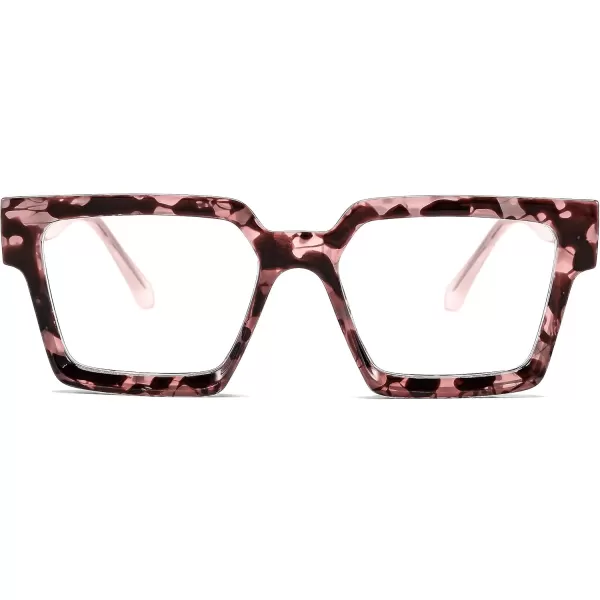 FEISEDY Blue Light Blocking Glasses for Women Men TR Retro Square Anti Eyestrain Glasses Rectangle Chic Look Frame B0037004  Pink Leopard