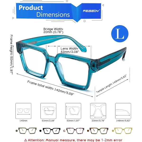 FEISEDY Blue Light Blocking Glasses for Women Men TR Retro Square Anti Eyestrain Glasses Rectangle Chic Look Frame B0037006  Blue