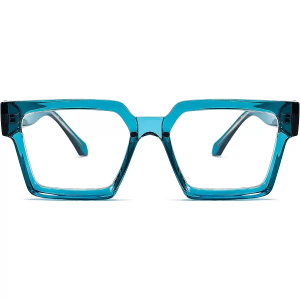 FEISEDY Blue Light Blocking Glasses for Women Men TR Retro Square Anti Eyestrain Glasses Rectangle Chic Look Frame B0037006  Blue