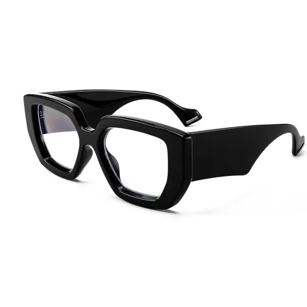 FEISEDY Blue Light Glasses for Women Oversized Square Thick Frame Computer Eyeglass Anti Eyestrain B4129Black
