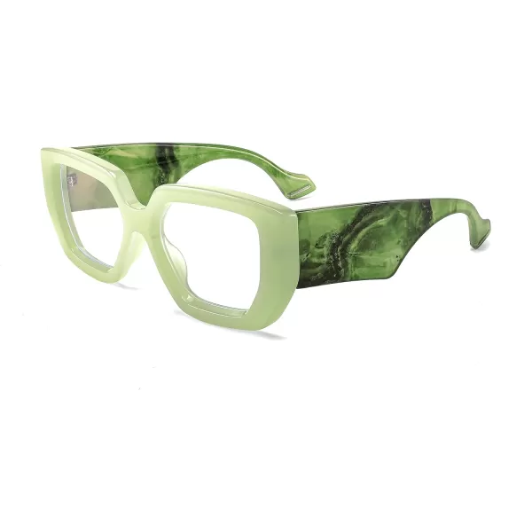 FEISEDY Blue Light Glasses for Women Oversized Square Thick Frame Computer Eyeglass Anti Eyestrain B4129Green