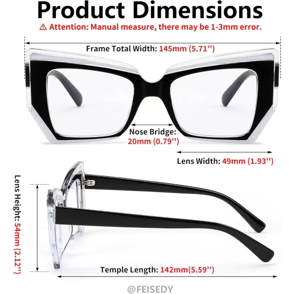 FEISEDY Cat Eye Frame Glasses for Women Men Blue Light Blocking Glasses Anti Glare Computer Eyeglasses B9125Black