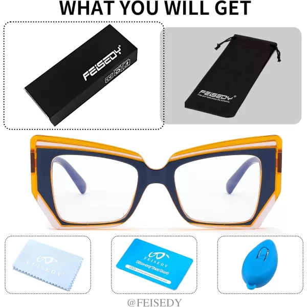 FEISEDY Cat Eye Frame Glasses for Women Men Blue Light Blocking Glasses Anti Glare Computer Eyeglasses B9125Blue