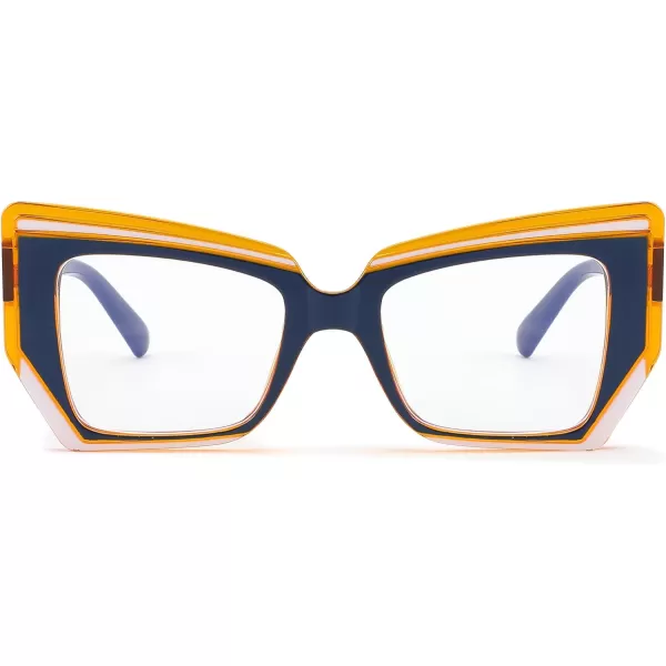 FEISEDY Cat Eye Frame Glasses for Women Men Blue Light Blocking Glasses Anti Glare Computer Eyeglasses B9125Blue