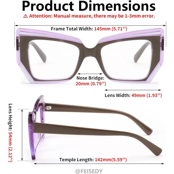 FEISEDY Cat Eye Frame Glasses for Women Men Blue Light Blocking Glasses Anti Glare Computer Eyeglasses B9125Brown