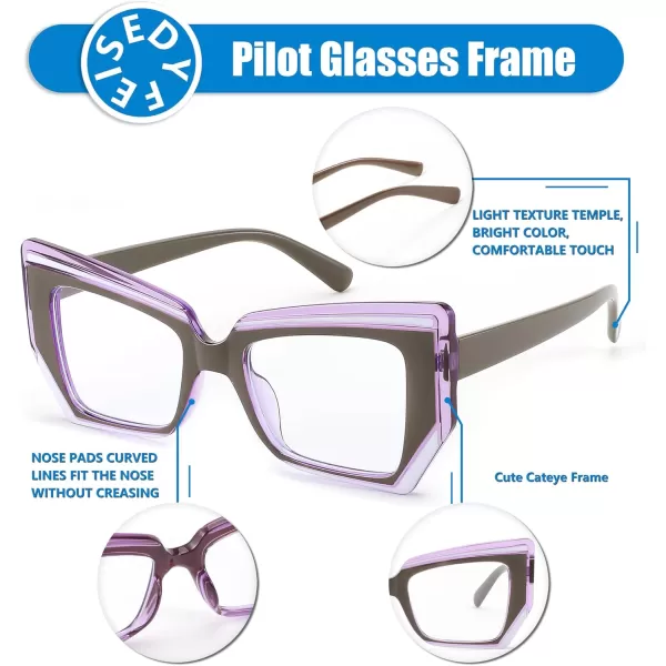 FEISEDY Cat Eye Frame Glasses for Women Men Blue Light Blocking Glasses Anti Glare Computer Eyeglasses B9125Brown