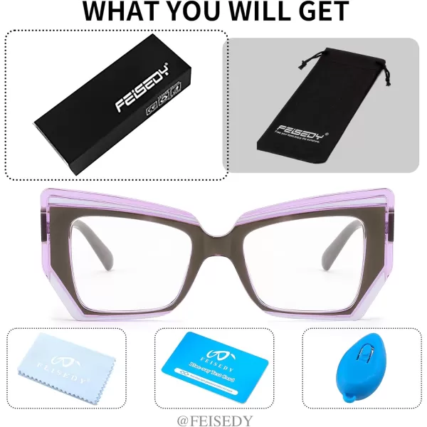 FEISEDY Cat Eye Frame Glasses for Women Men Blue Light Blocking Glasses Anti Glare Computer Eyeglasses B9125Brown